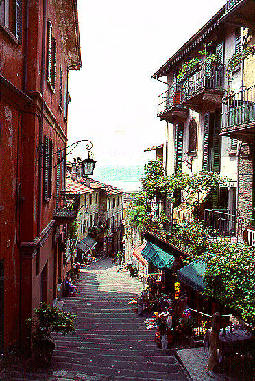 A typical street in Belagio, on Lake Como, Italy