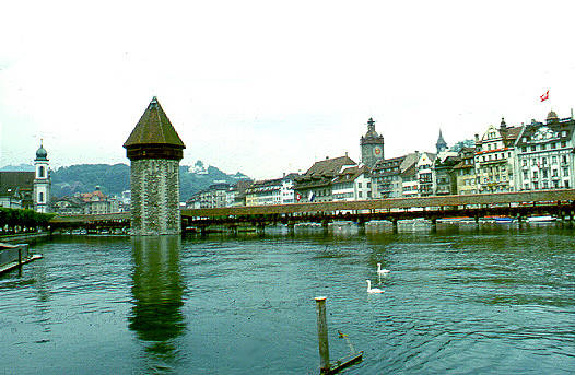 River and bridge, Lucerne, Switzerland