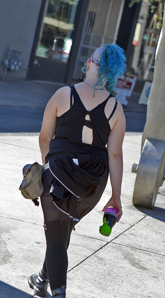 Blue Hair in Pearl District. Actually looks good.