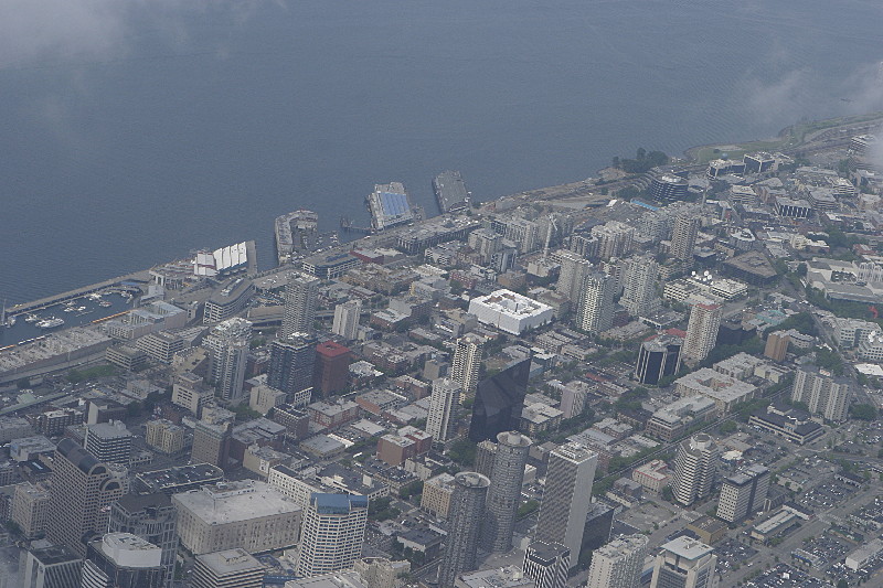 Aerial view of Downtown and wharf areas