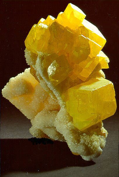 Sulfur crystal; at museum that no longer existis