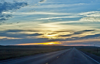 Heading into the sunrise on the way to the SD Badlands