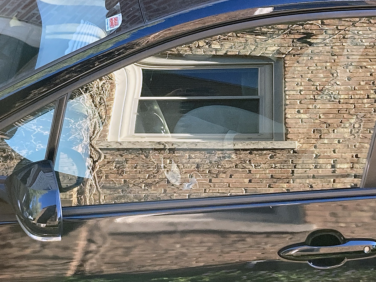 Our house; neighbor's car. Interesting light/textures